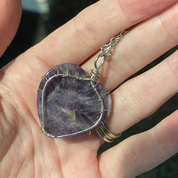 Wire wrapped  Amethyst and Tree of Life pendant - Picture 4 of 4